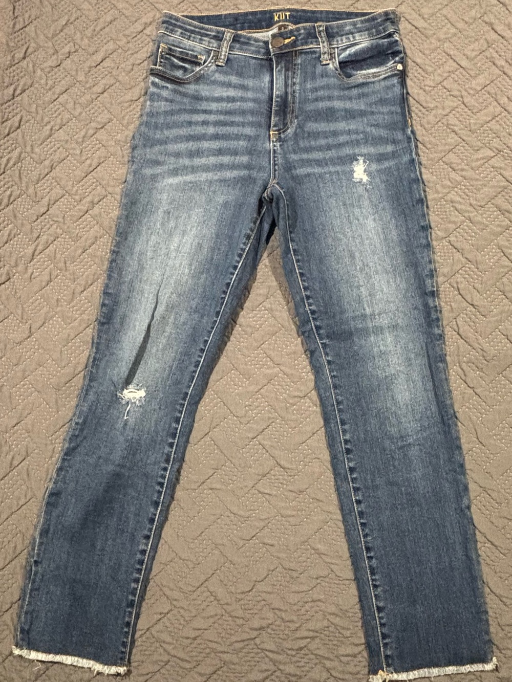 Kut from the Kloth Distressed High Rise Cropped Straight